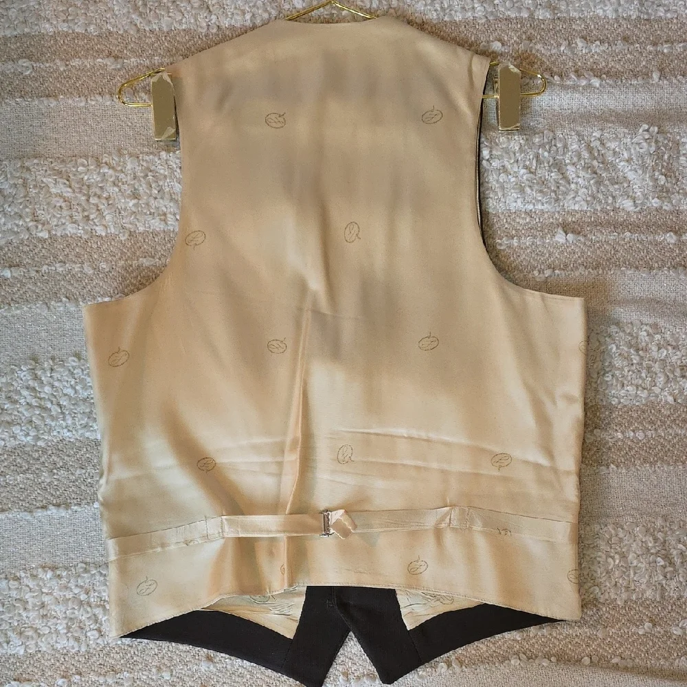 Vintage Brown Western Men's Vest Waist Coat with Tan Satin Lining